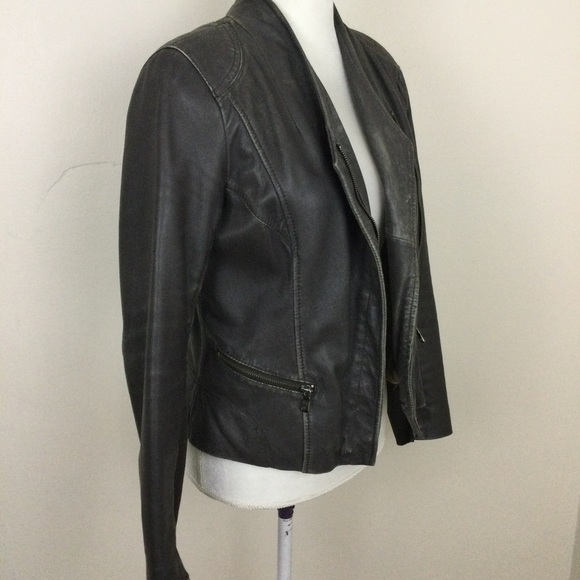 Marc New York Andrew Marc Leather Jacket Taupe Size S - Picture 5 of 7